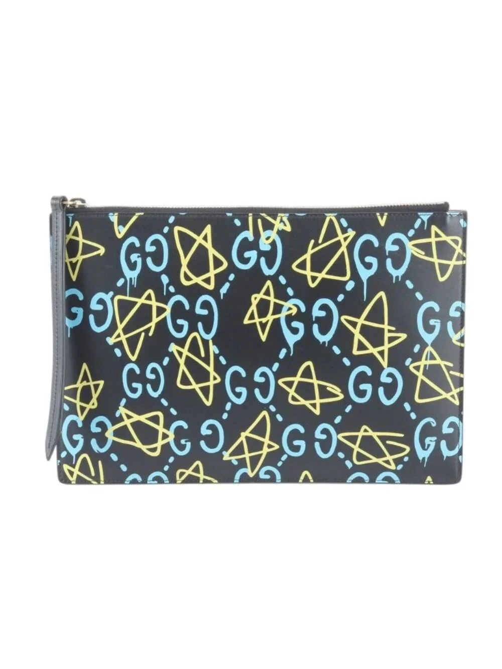 Gucci Ghost Leather Clutch Pouch Business Black